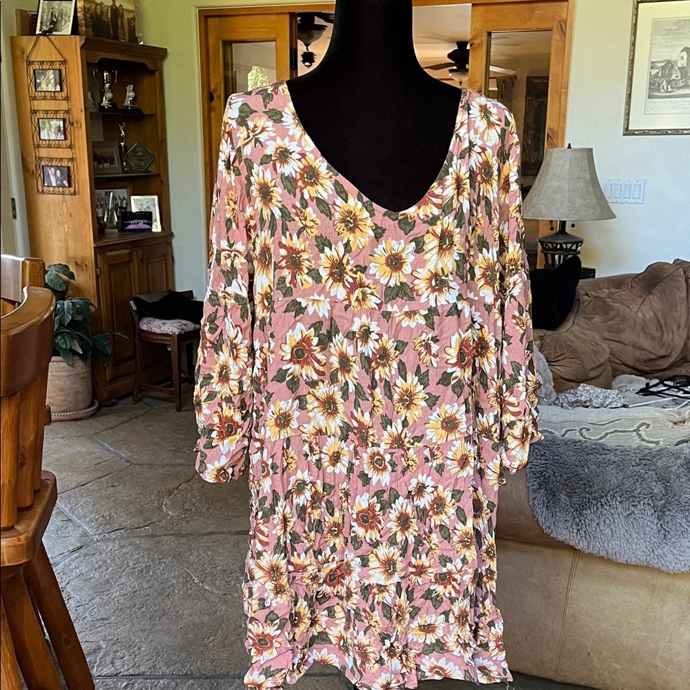 NATURAL LIFE sunflower swing dress L/XL